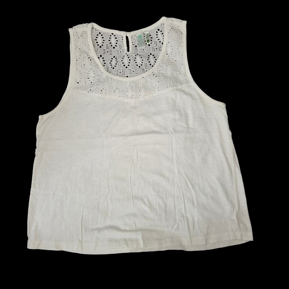 Aventura Organic Cotton Sleeveless Top with Eyelet Detail Sz XL